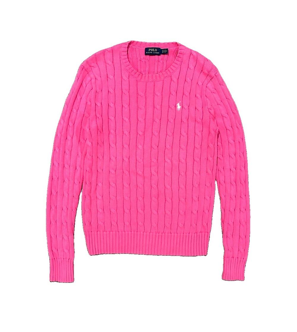 Polo Ralph Lauren Hot Pink Cable Knit Crewneck Sweater Women’s Small Pony